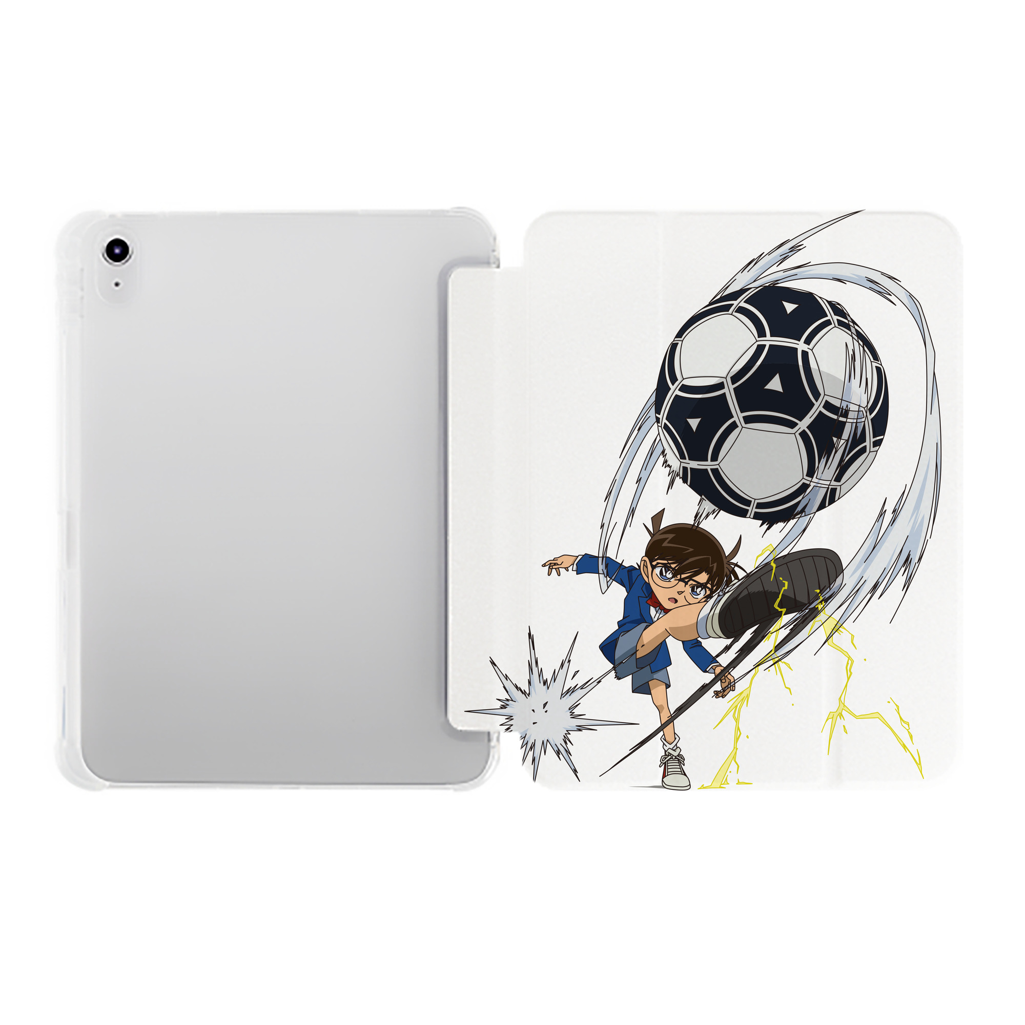 （画像用） 名探偵コナン 江戸川 コナン Detective Conan Conan Edogawa IPad ケース ペン収納付き 三つ折りスタンド PUレザー×シリコン 対応機種9.5/10.5/10.9インチ